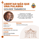 Charla”libertad más que una palabra” con Holger Timmreck 🗓